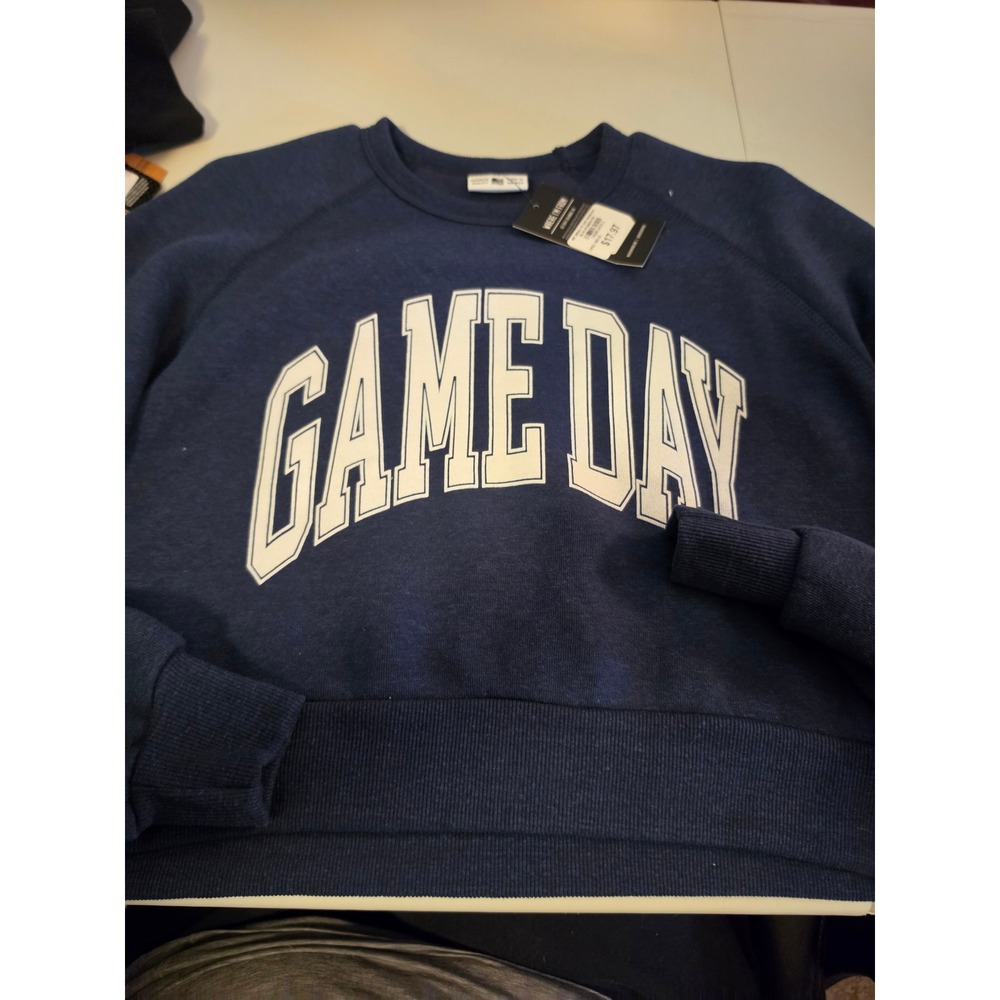 Where I'm From Womens Game Dayβ Cropped Sweatshirt Navy Blue Small NWT